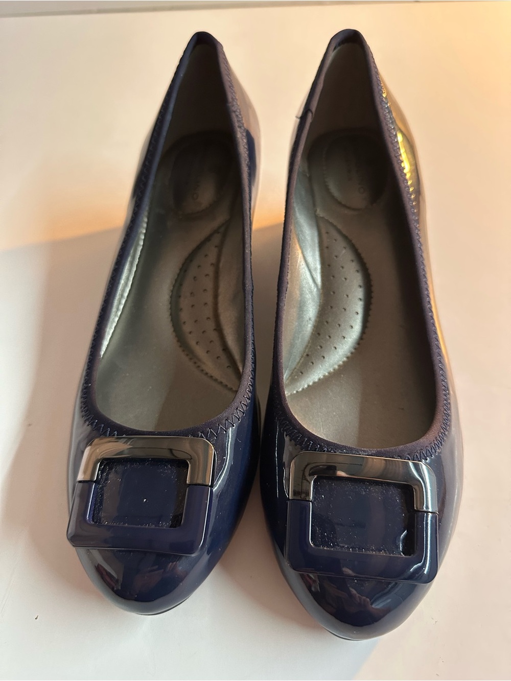 Bandolino Be Flexible Navy Patent Wedge